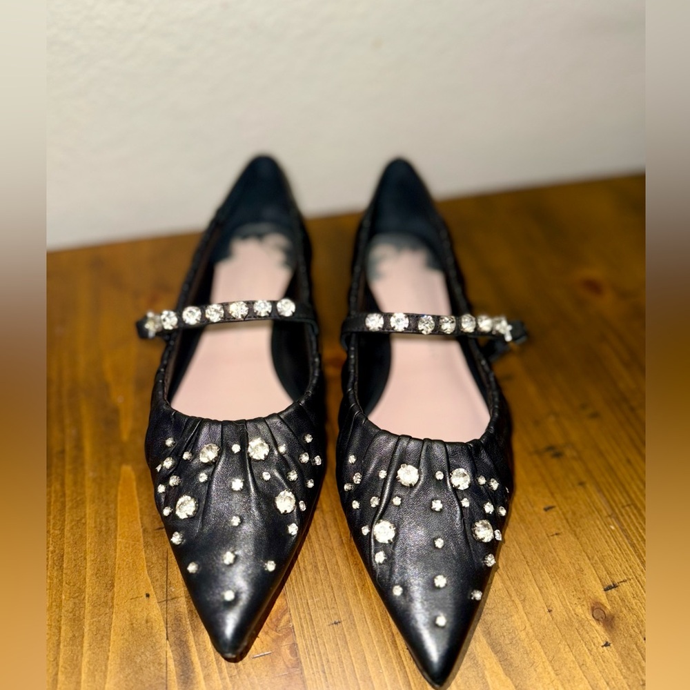 Antonio Melani x Jennifer Sumko Lyssa Lou Leather Studded Mary Jane Flats- 6 - Picture 2 of 7